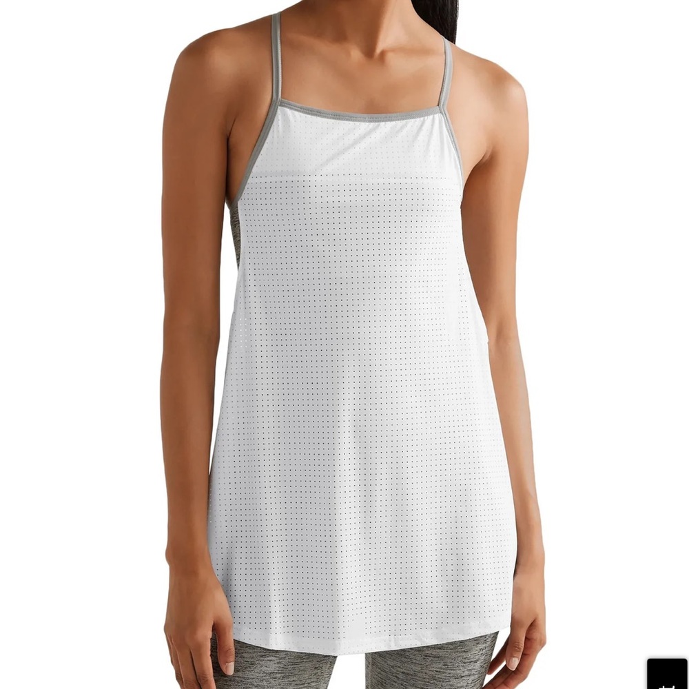 LNDR size XS/S white layered stretch mesh top